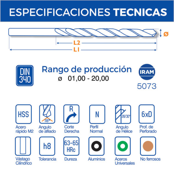 1200 - Broca Cilíndrica Larga de Acero Rápido - Image 3